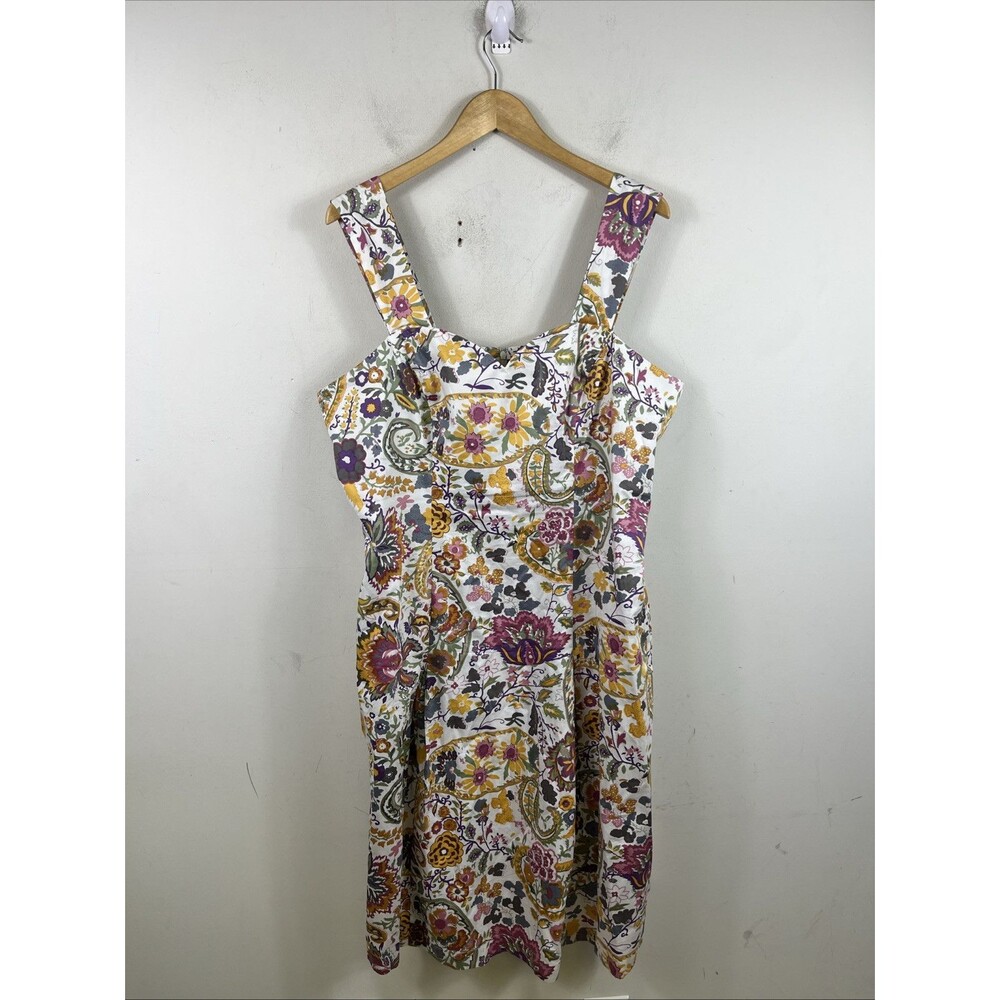 J Peterman Floral Paisley Sleeveless Cotton Dress Size 20 Midi